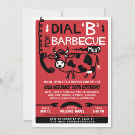 Invitación Graciosa parrillada de verano| Vaca BBQ retro 60