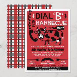 Invitación Graciosa parrillada de verano| Vaca BBQ retro 60