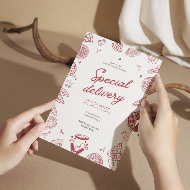 Invitación Graciosa pizza de parto especial para bebé (Subido por el creador)