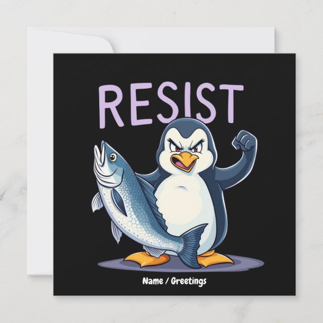 Invitación Graciosa resistencia a la protesta pingüina contra (Anverso)