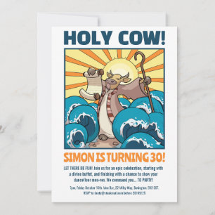 Invitación ¡Graciosa vaca Santa! Gran Personalizado de la fie