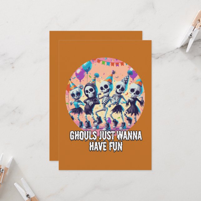 Invitación Graciosas Guías De Halloween Quieren Divertirse Fi (Anverso/Reverso In Situ)