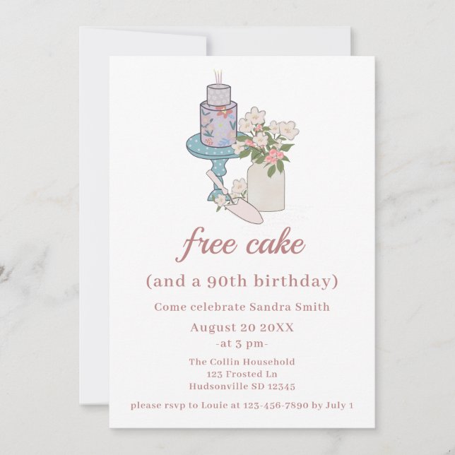 Invitación Graciosas mujeres de pasteles gratis 90 cumpleaños (Anverso)