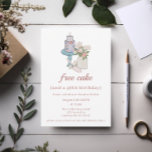 Invitación Graciosas mujeres de pasteles libres 40 años<br><div class="desc">Con una hermosa flor ilustrada a mano,  el tarro de Mason y el diseño de tortas de cumpleaños estas minimalistas invitaciones son una manera divertida de invitar a los invitados a sus celebraciones de 40 años.</div>
