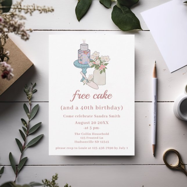 Invitación Graciosas mujeres de pasteles libres 40 años (Subido por el creador)