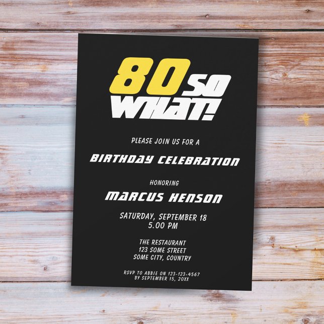 Invitación Gracioso 80 así que qué cita Black 80 cumpleaños (Subido por el creador)