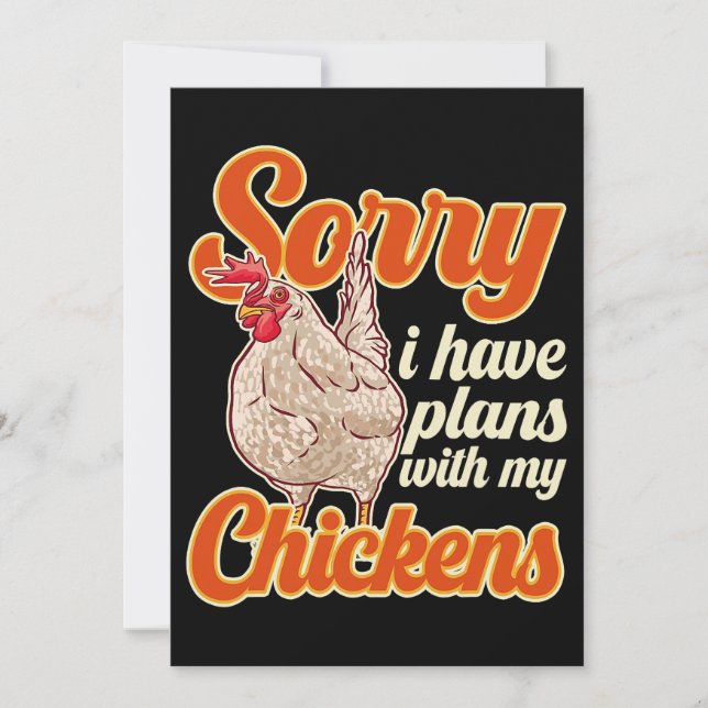 Invitación Gracioso Agricultor De Pollo Siento Tener Planes C (Anverso)