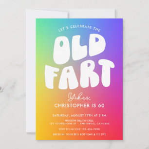 Invitación Gracioso arcoiris retro viejo pedo cualquier cumpl