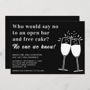 Invitación Gracioso Bar Abierto Boda Gratuito de Pastel Casua