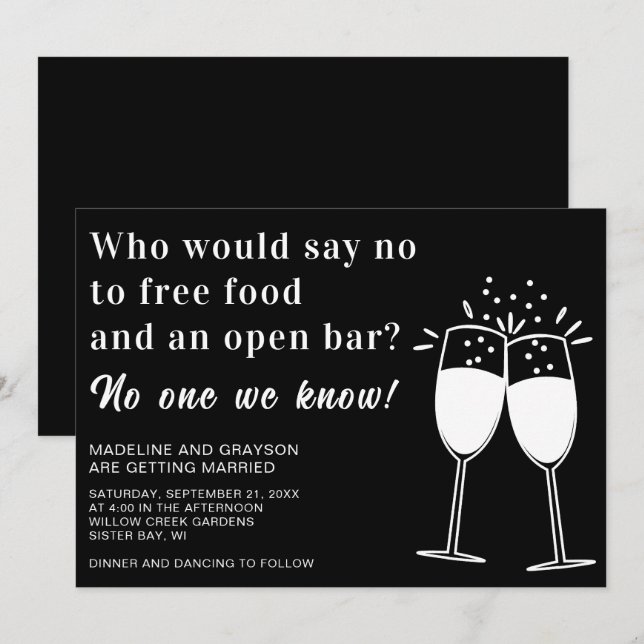 Invitación Gracioso Bar de Comida Abierta Casual Wedding Invi (Anverso / Reverso)