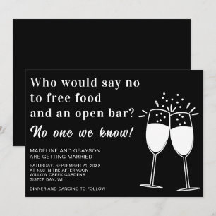 Invitación Gracioso Bar de Comida Abierta Casual Wedding Invi