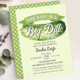 Invitación Gracioso Big Dill Pickle Género Baby Shower neutra