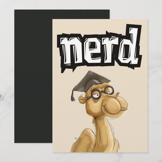 Invitación Gracioso Camel Geeky Gafas Nerd, Gorra de Graduaci (Anverso / Reverso)