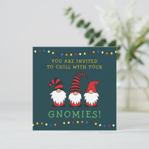 Invitación Gracioso Chillin' Con Mis Navidades De Gnomies Pun