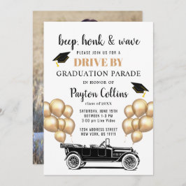 Invitación Gracioso coche retro conducido por la fiesta de gr