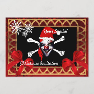 Invitación Gracioso cráneo pirata, Navidades