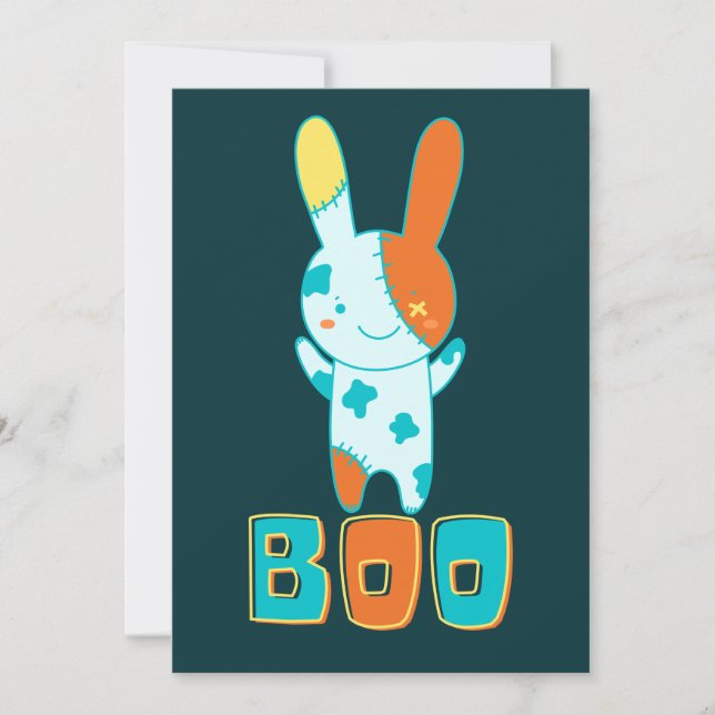 Invitación Gracioso Cute Halloween Kawaii Boo Bunny (Anverso)