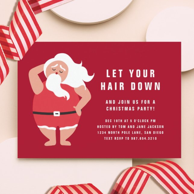Invitación Gracioso Deja Que Tu Cabello Se Abajo Santa (Subido por el creador)