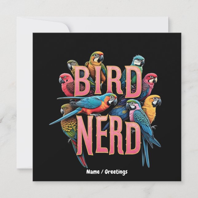 Invitación Gracioso diseño con nerd de pájaro para observador (Anverso)