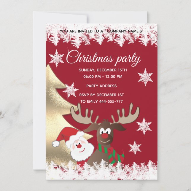 Invitación Gracioso fiesta corporativo de Navidades de renos  (Anverso)