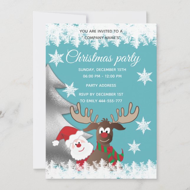 Invitación Gracioso fiesta corporativo de Navidades de renos  (Anverso)