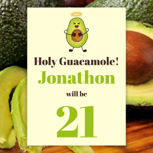 Invitación Gracioso fiesta de cumpleaños 21 de guacamole sagr
