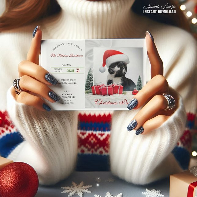 Invitación Gracioso Fiesta de Navidades Gorras de Gatos Amigo (Subido por el creador)