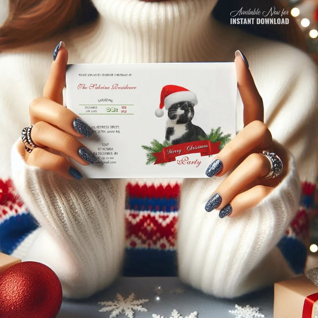 Invitación Gracioso Fiesta de Navidades Gorras de Gatos Amigo (Subido por el creador)