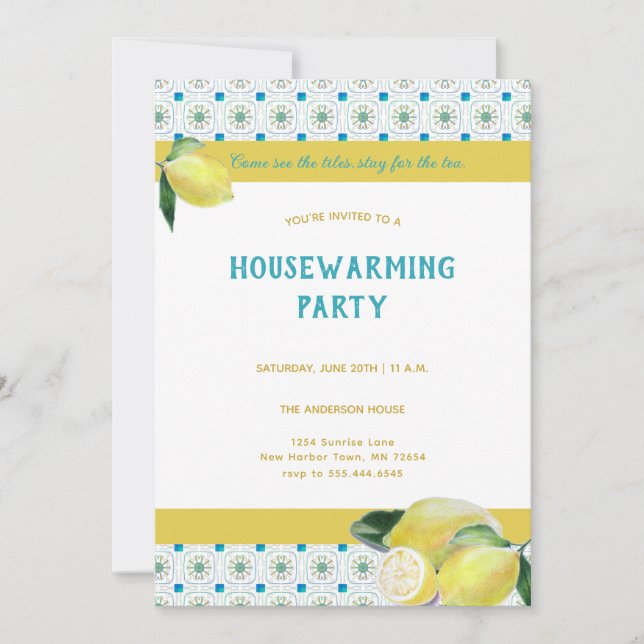 Invitación Gracioso Fiesta de té de la casa Boho Verde azulad (Anverso)