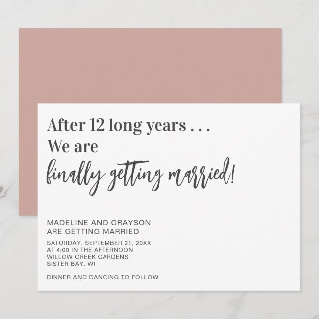 Invitación Gracioso finalmente de casarse con un Boda casual (Anverso / Reverso)