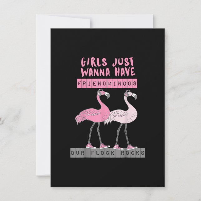 Invitación Gracioso Flamingo Sarcástico Nuestro Reloj Roca Am (Anverso)