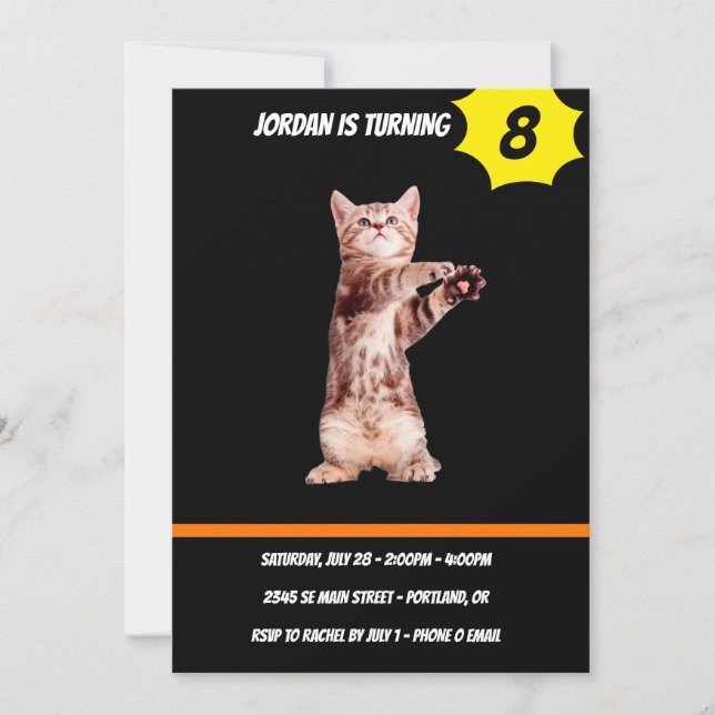 Invitación Gracioso gatito juguetón (Anverso)