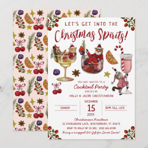 Invitación Gracioso gato blanco Navidades Fiesta de cócteles