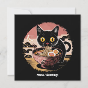 Invitación Gracioso gato Kawaii comiendo fideos de Ramen lind