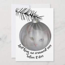 Invitación Gracioso gato Navidades última cosa que bauble ve 