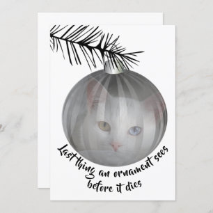 Invitación Gracioso gato Navidades última cosa que bauble ve