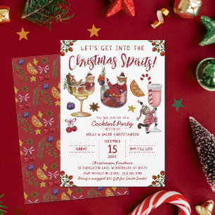 Invitación Gracioso gato rojo Navidades Fiesta de cócteles es