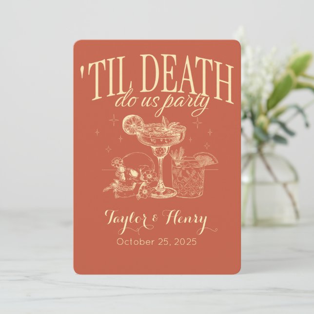 Invitación Gracioso hasta la muerte nos invitan a la boda Fie (Anverso de pie)