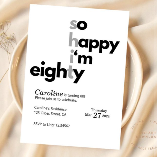 Invitación Gracioso humuor hilarante en el cumpleaños 80 (Subido por el creador)