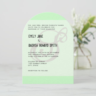 Invitación Gracioso Monograma Mint Verde Gris o cualquier col