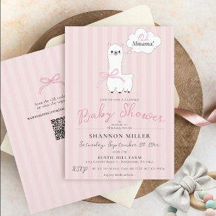 Invitación Gracioso Oh Mamá Llama Cute Bebé Rosa Ducha