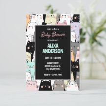 Gracioso patrón de gato ducha de bebé