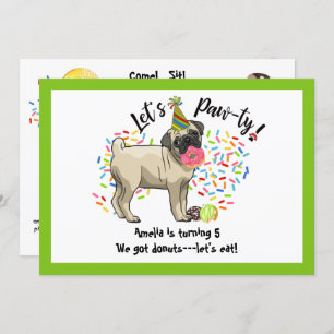 Invitación Gracioso perro Mascota de pug aguacate fiesta de c