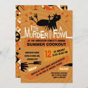 Invitación Gracioso pollo cocinado en verano BBQ Retro 60 mod