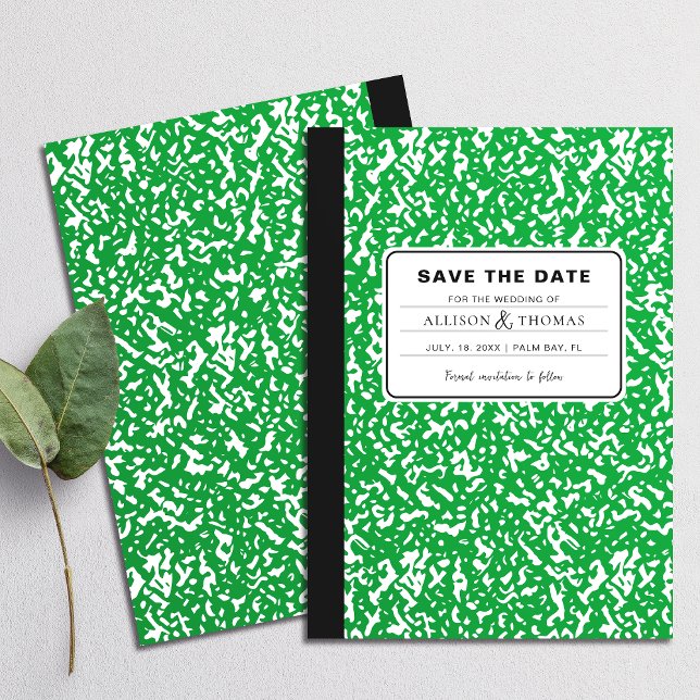 Invitación Gracioso profesor de portátil verde salva al Boda  (Perfect for school teachers and anyone who appreciates a playful twist on tradition.)