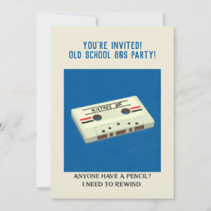 Invitación Gracioso rebobinado de cinta retro con lápiz