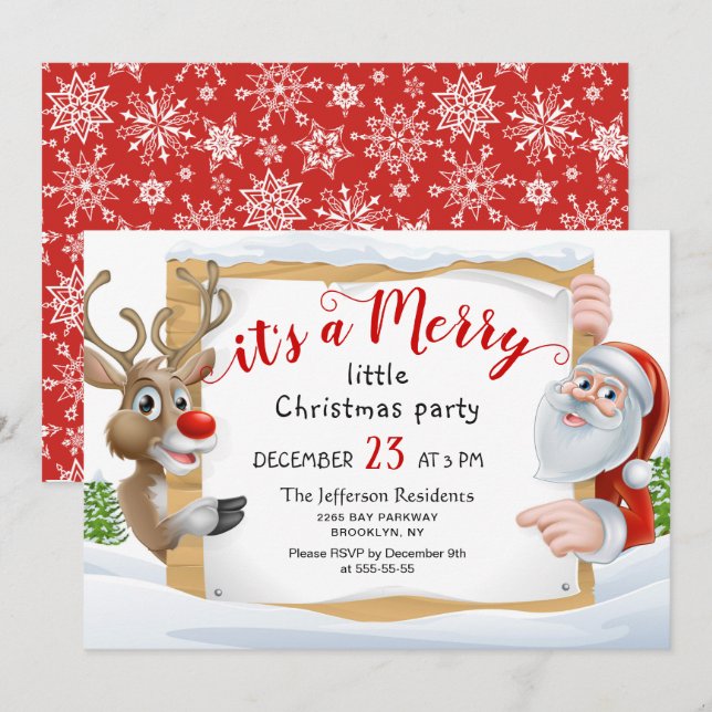 Invitación Gracioso reno de Santa, moro Fiesta de pequeños Na (Anverso / Reverso)