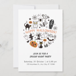 Invitación Gracioso Resumen Halloween blanco y negro