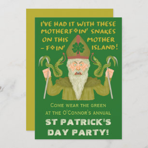 Invitación Gracioso Saint Patrick's Day Snakes Chiste Fiesta