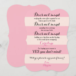 Invitación Gracioso serás mi empleada de honor Rosa y Rubor
